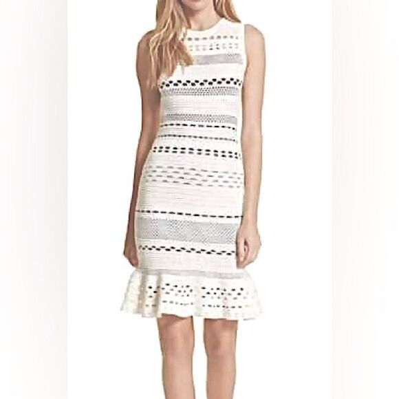 Milly Knit Lace Cutout Mermaid Sleeveless Bodycon Dress NWT! in White size Small - Picture 1 of 14